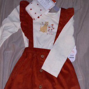 3 piece pinafore skirt set